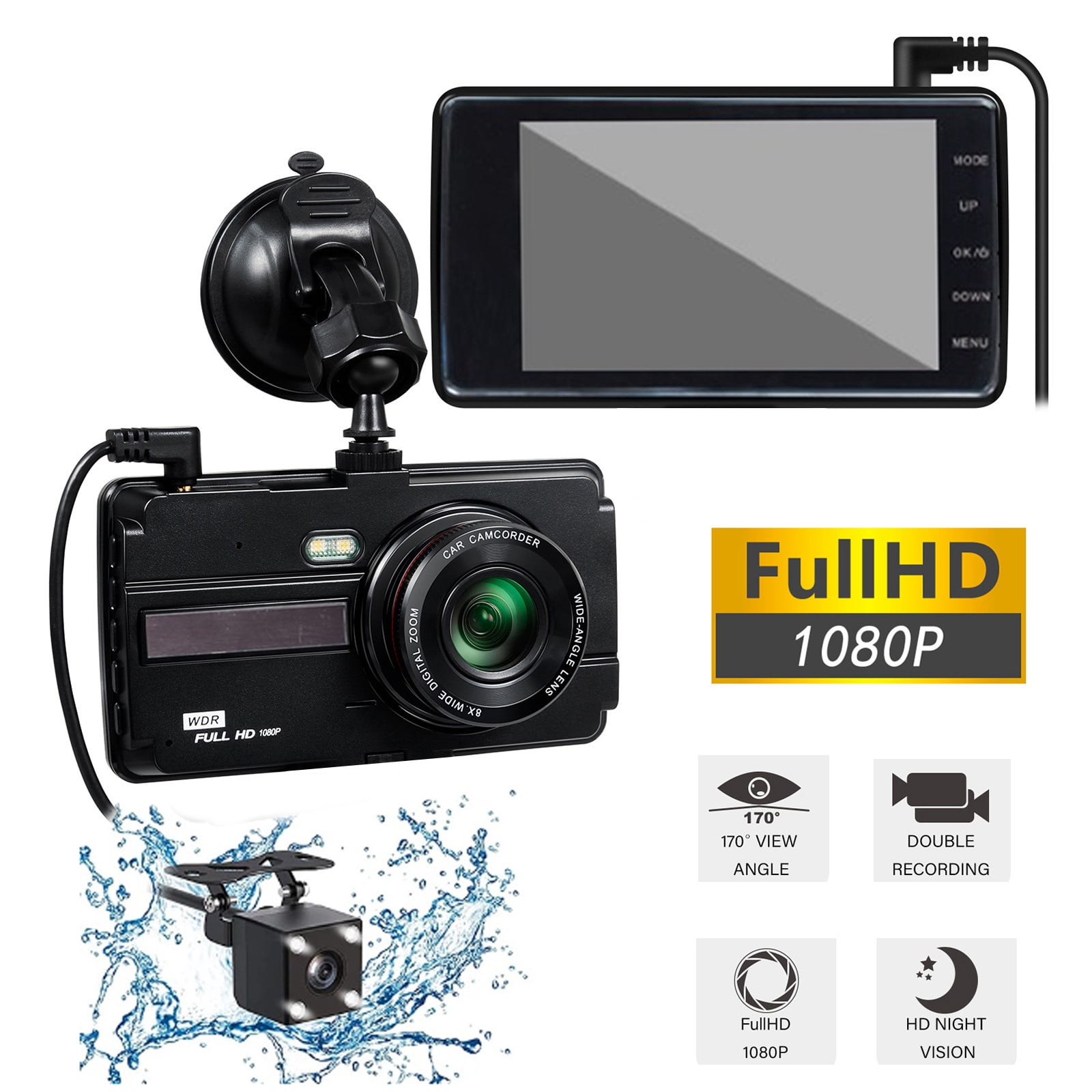 Dvkptbk Dash Cam 1080P Fhd Dvr Car Driving Recorder 4 Inch Ips Screen Dashboard Camera 170° Wide Angle,G-Sensor,Parking Monitor,Loop Recording Vehicle Camera