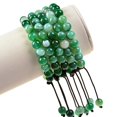 thumbnail image 2 of Natural Healing Power Gemstone Crystal Beads Unisex Adjustable Macrame Bracelets 8mm,Agate Green, 2 of 4
