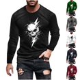 thumbnail image 1 of YOIAVAIOY T-Shirts Graphiques pour Hommes Halloween Chemise à Imprimé Araignée Manches Longues Col Rond T-Shirt Blouse Décontractée de Vacances T-Shirts Gris P, 1 of 6