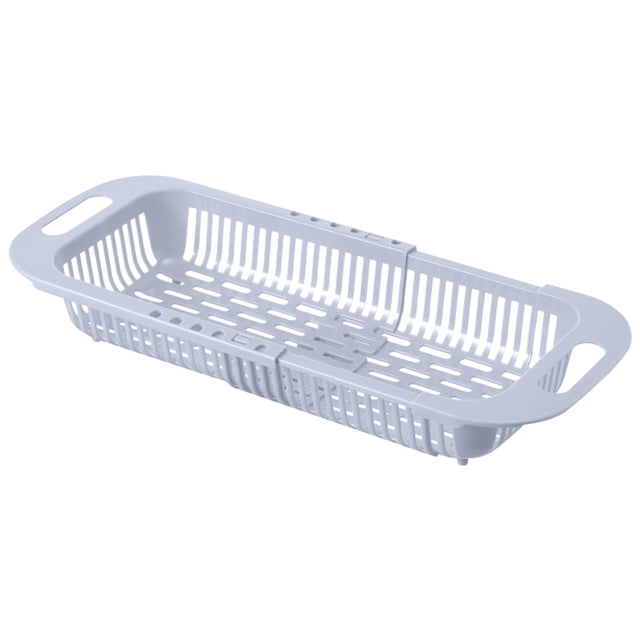 Oleegame 1PC Shower Soap Dish With Hook Household Retractable Vegetable Sink Drain Basket Kitchen Sink Drain Rack Gray