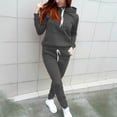 thumbnail image 1 of DPTALR Women's Solid Color Sweater Casual Set Round Neck Tops Long Sleeve Hooded Set, 1 of 9