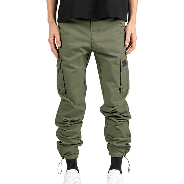 Birdeem Mens Pants Mens Woven Fabric with Multiple Pockets Solid Color Casual Pants Work Pants