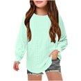 thumbnail image 1 of MeetoTime 4-16 Years Girls Long Sleeve Hollow Out Shirts Kids Solid Color Crewneck Ruffled Cuffs Blouse, 1 of 7