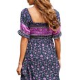 thumbnail image 2 of Faithtur Robe d'Été Bohème pour Femmes Manches Courtes Poitrine Plissée Motif Floral Style Boho Jupe à Gâteau, 2 of 3