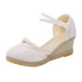 thumbnail image 3 of Kcodviy Women Buckle Sandals Platform Womens Sandals Wide Width Wedge Sandals Versatile Braided Women Platform Sandals Buckle Breathable Wedge Sandals, 3 of 8