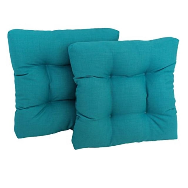 19-inch Squared Spun Polyester Tufted Dining Chair Cushion (Set of Two) - Aqua Blue