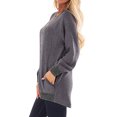 thumbnail image 4 of CEHVOM Femmes Été Casual Manches Longues Chemisier Col Rond Tops Solides T-Shirt Dégagement, 4 of 7