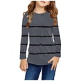thumbnail image 2 of AherBiu T-Shirts à Manches Longues pour Tout-Petites Filles, Col Ras du Cou Décontracté, Rayés, T-Shirts pour Enfants Confortables d'Automne, Hauts pour Enfants, 2 of 6