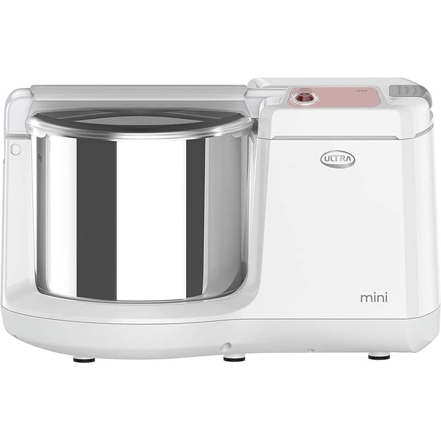 ULTRA Table Mini Broyeur Humide 1,25 L avec Pétrin Atta, 110 Volts, en Blanc. Présente une Conception Compacte Convenant aux Petites Familles de 2-3. Comprend des Pierres de Broyage Coniques Brevetées pour une Pâte Lisse et une Montée Plus Élevée de la fermentation. le Tambour Est Fait d'Acier Inoxydable de Qualité Alimentaire AISI 304 Résistant à la Rouille. Idéal pour Préparer des idlis Molles et d'Autres Pâtes. Livré avec une Garantie de Moteur de 1 An