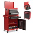 thumbnail image 1 of Anwick Tool Chest, 5-Drawer Rolling Tool Storage Cabinet with Detachable Top Tool Box, Liner, Universal Lockable Wheels, Adjustable Shelf, Locking Mechanism, Metal Tool Cart for Garage Workshop (Red), 1 of 4