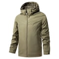 thumbnail image 2 of Sentmoon Mens Light Jacket Solid Color Long Sleeve Mens Winter Coats Oversized Zipper Windbreaker Waterproof Men Hoodies with Pockets Fall Delightful for Commuting and Bike Riding Khaki XXXXL, 2 of 7