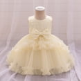 thumbnail image 2 of Robe d'Été pour Filles Bébé Sans Manches Nœud Papillon Robe de Danse Douce Robe de Fête Jaune 18-24 Mois, 2 of 5