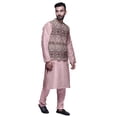 thumbnail image 2 of Atasi Kurta Pyjama Traditionnel Uni à Col Mandarin avec Ensemble de Veste Imprimée, 2 of 3