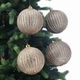 thumbnail image 2 of Holiday Time 4-Count Gold Glitter Shatterproof Textured Christmas Ornaments, 150MM, 2 of 4