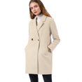 thumbnail image 2 of INSPIRE CHIC Manteau Mi-Long pour Femme à Double Boutonnage, Raglan, à Revers, à Manches Longues, 2 of 6