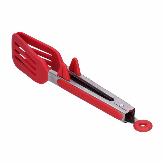Pince à Spatule, Pince de Cuisson Durable Pratique Sûre pour Tourner et Transporter les Aliments pour Outil de Cuisson 9 Po Support Rouge