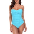 thumbnail image 1 of RELLECIGA Women's Tummy Control Swimwear Strapless One Piece Swimsuit Ruched Padded Bathing Suits, 1 of 7