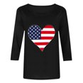 thumbnail image 4 of Jinhomg Chemises d'Été pour Femmes 2025 T-Shirts à Manches 3/4 du 4 Juillet Décontractés à Col Rond Tuniques Graphiques American Flag Hauts Tenues de Défilé de Vacances de Rue Noir m, 4 of 5