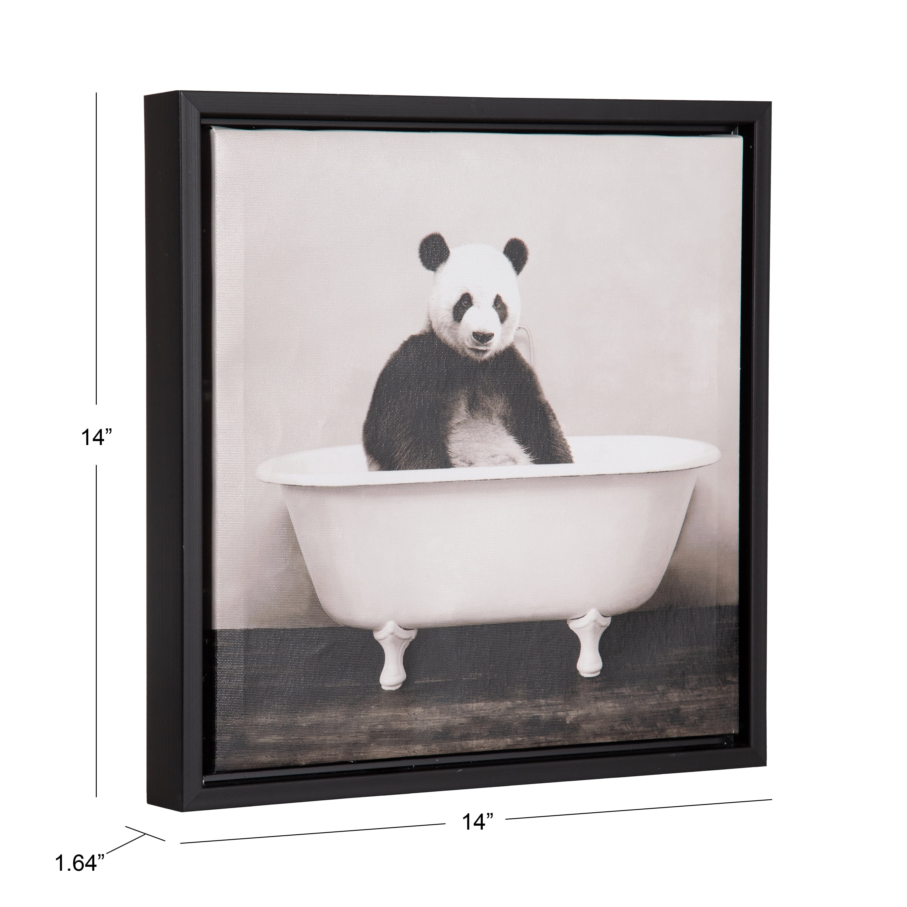 Reproduction d'œuvre d’art sur une toile encadrée panda dans une baignoire de 35,6 x 35,6 cm par Amy Peterson, DesignOvation