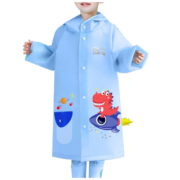 XASZHN Nouveau Imperméable pour Enfants Garçons et Filles Élèves Enfants Bébé Poncho Maternelle Dinosaure Corps Réfléchissant Imperméable Respirant Imperméable pour Enfants Bleu Clair 6-8 Ans