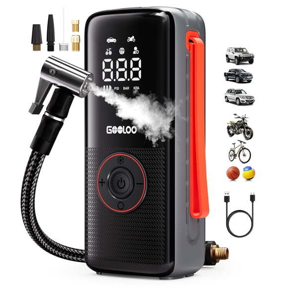 GOOLOO Tire Inflator A6 LITE Air Compressor for Tires Portable Air Pump for Car Tires,7500mAh Tire Pump with Tire Pressure Gauge,Max 160 PSI for Motorcycle,E Bike,Ball,SUV