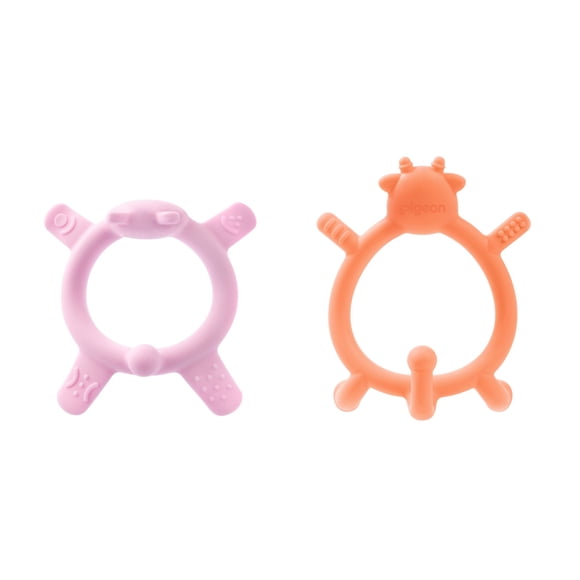 Pigeon - Silicone Teether Set (Pink + Orange)