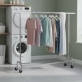 thumbnail image 1 of LEDREM Extendable Heavy-Duty Clothes Rack with Wheels, 243 lb Capacity Garment Rack for Bedroom and Laundry, Chrome-Plated Silver, 1 of 6