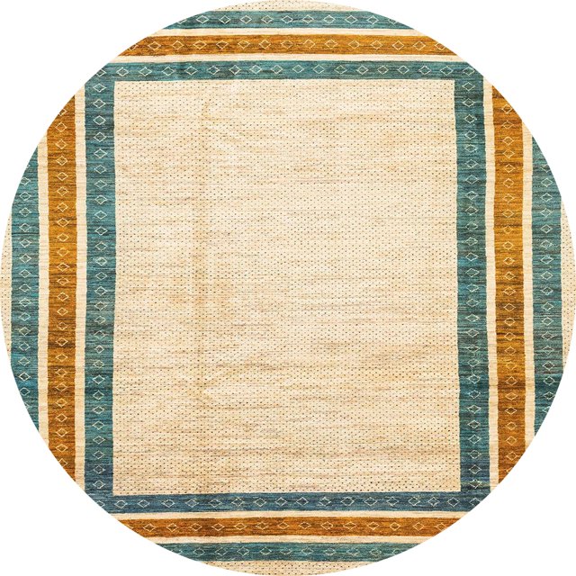 Ahgly Company Tapis d'Intérieur Ronds Abstraits Kaki et Or, Tapis de Zone Abstraits, 6 Pieds Rond