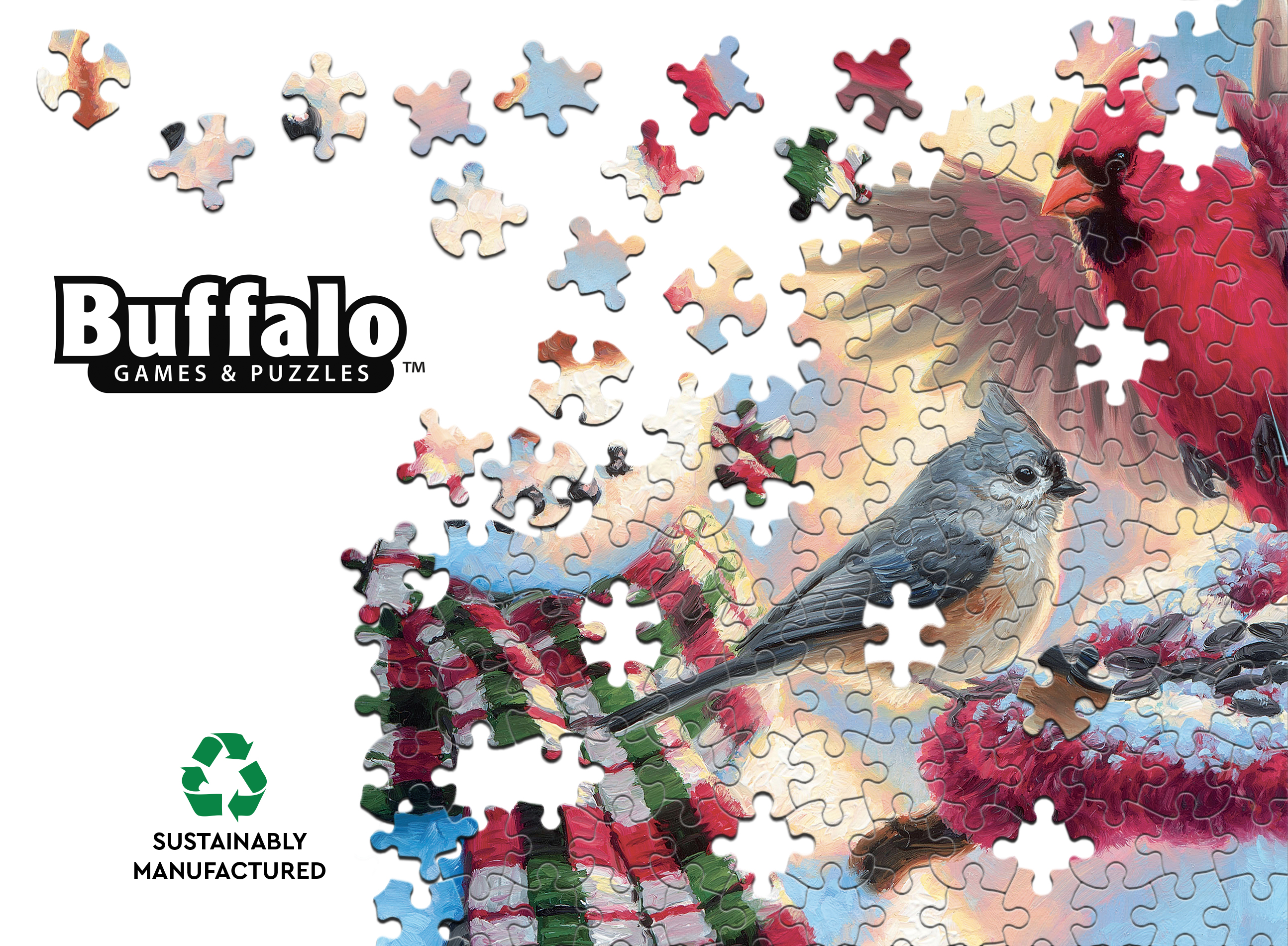 Puzzle à emboîtement de 300 pièces Sunny Snowman de Buffalo Games pour adulte à partir de 14 ans