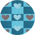 thumbnail image 1 of Ahgly Tapis Rond Lavable en Machine Intérieur Transitionnel Turquoise Bleu Vif, 5 Pieds Rond, 1 of 7