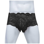 FhsagQ Underwear Men's Underwear Cotton Boxers Comfortsoft Lace Mesh Underwear Men's Boyshort Transparent Low Waist Men's Underwear Underwear for Men Pack 4X Black L