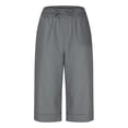 thumbnail image 5 of Summer Clearance 2025! Womens Plus Size Pants,Women Solid Color High Waisted Elastic Drawstring With Pocket Cotton And Linen Five Quarter Pants, 5 of 5