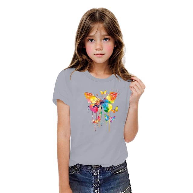 Rbaofujie T-Shirts Graphiques pour Fille Imprimé Floral Manches Courtes Col Rond T-Shirts Hauts