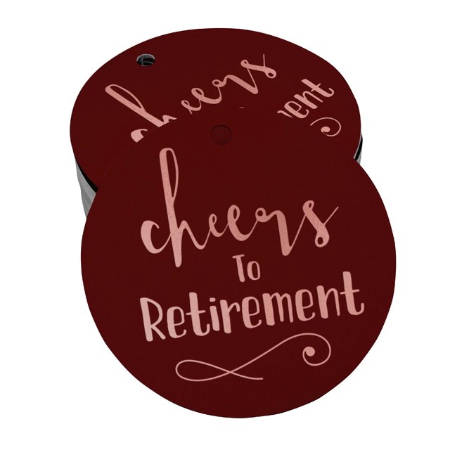 Inkdotpot Real Rose Gold Foil Cheers To Retirement Tags Favor Hang Paper Tags 50 Pieces