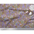 thumbnail image 3 of Soimoi Tissu en Poly Georgette Feuilles & Pervenche Imprimé Floral au Mètre 52 Pouces de Large, 3 of 3