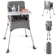 INFANS Baby High Chair, Foldable Portable Highchair for Babies and Toddlers with Travel Bag Adjustable Tray, 5 Point Harness, Compact Space Saver Infant Feeding Chair for Age 6-36 Months