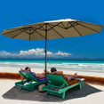 thumbnail image 1 of Costway Parasol de Marché Extérieur de 15 Pieds à Deux Côtés pour Patio avec Manivelle Beige, 1 of 5