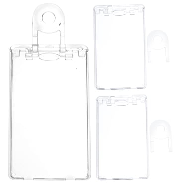3Pcs Card Covers ID Card Sleeves Locking ID Badge Holders Clear Card Sleeve Protectors Card Holders