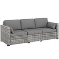 thumbnail image 1 of Outsunny Outdoor Sofa w/ Cushions, PE Rattan Patio Couch, Grey, 1 of 10