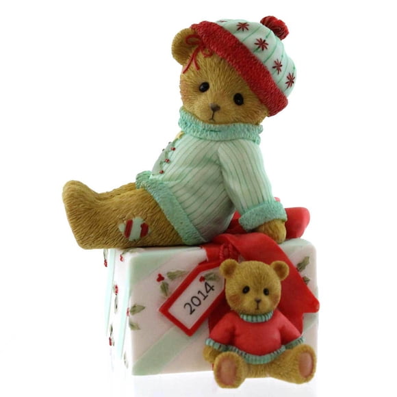 Cherished Teddies Collection Bear Sitting On Present Figurine