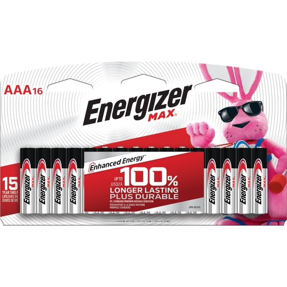 Piles alcalines AAA Energizer MAX, paquet de 16