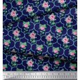 thumbnail image 3 of Soimoi Tissu Popeline de Coton Design Quatrefoil, Feuilles & Roses Imprimé Floral 1 Yard 56 Pouces de Large, 3 of 3
