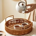 thumbnail image 1 of mtvxesu Woven Rattan Storage Basket for Tabletop Snacks Fruit and Dessert Tray for Afternoon Tea 3-Piece Set, 1 of 7