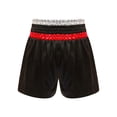 thumbnail image 2 of zdhoor Kids Boys Boxing Trunks Metallic Color Block Side Split Satin Shorts for Boxer Fighting Training Red&Silver 16, 2 of 4