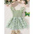thumbnail image 3 of Faithtur Toddler Girl Summer Dress, Sleeveless Button Front 3D Butterfly Solid Color A-line Dress, 3 of 9