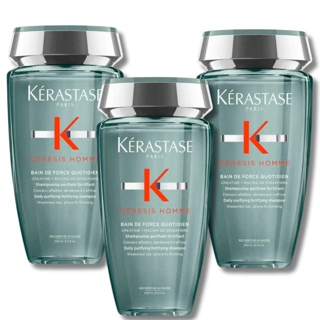 Kérastase Genesis Homme Bain de Force Shampooing Fortifiant Quotidien 250 ml Lot de 3