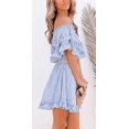 thumbnail image 2 of Women‘s Summer Off Shoulder Dress Pleated Flowy Neck Belt Printed Dress, 2 of 4