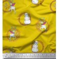 thumbnail image 1 of Soimoi Poly Georgette Fabric Wreath,Snowman,Reindeer Animal Printed Fabric 1 Yard 52 Inch Wide, 1 of 3
