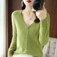 thumbnail image 4 of Cardigan Manteau Doux en Tricot pour Femmes, Mode Durable, Printemps et Automne, Décontracté, Ample, Uni, Manches Longues, Col en V, à Boutons - Hontri, 4 of 4