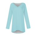 thumbnail image 4 of KIHOUT Spring Winter Womens Tops Solid Color T-shirt Long Sleeves Blouse V-Neck Casual Mid-Length Blouse Tops, 4 of 5